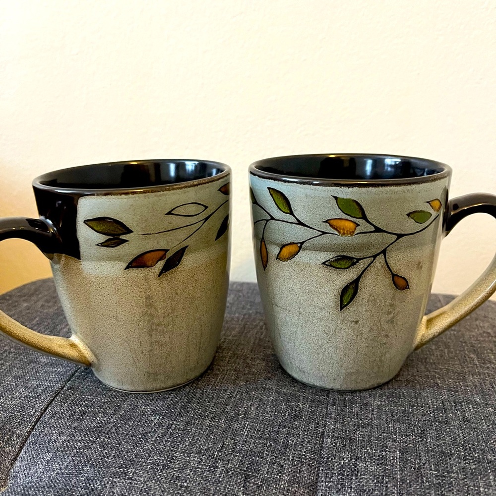 Set of 2 coffee cups Pastoral Leaves 🍃 Pfaltzgraff Studio 12 oz coffee mug